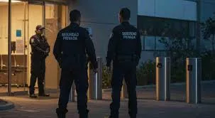 Personal de seguridad en acceso nocturno